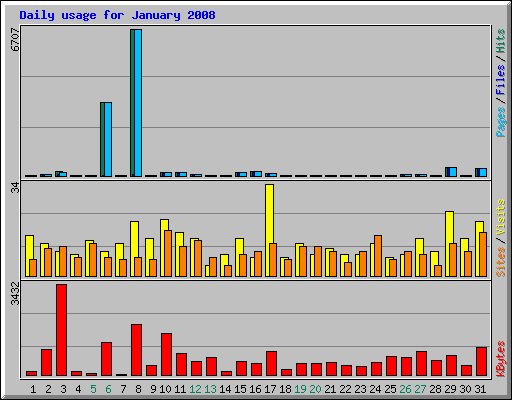 Daily usage for January 2008