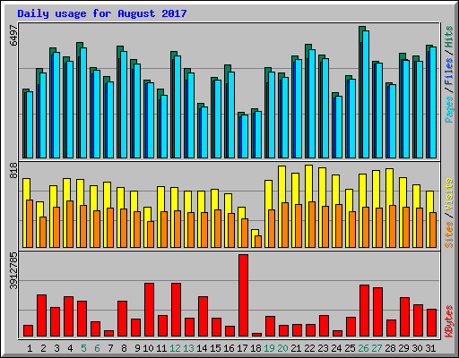 Daily usage for August 2017