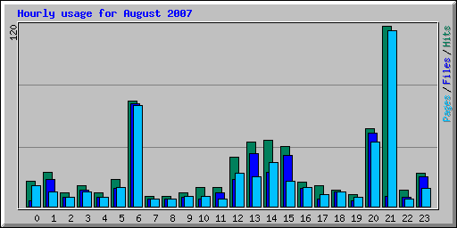 Hourly usage for August 2007