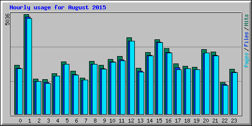 Hourly usage for August 2015